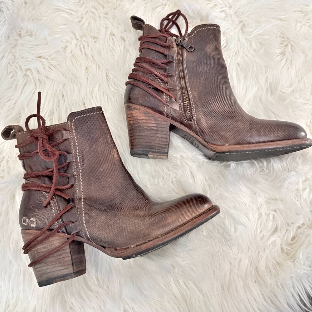 Bed Stu Distressed Brown Ankle Boots - Picture 1 of 5